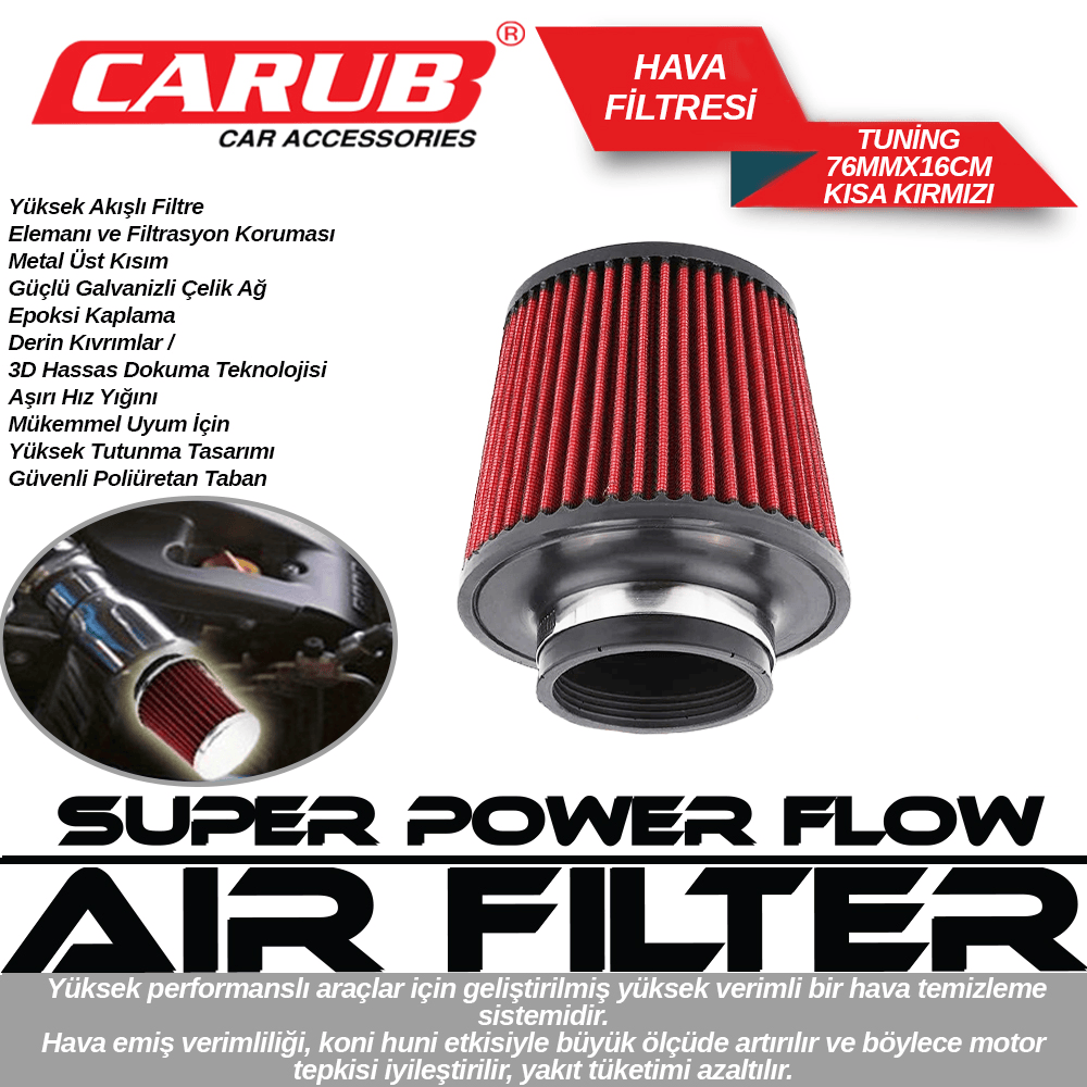 HAVA FiLTRESi 2 APARAT KIRMIZI 16CM KISA 1